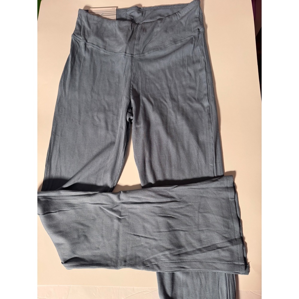 Serra Blue Ribbed High Waisted Flare Leggings Medium NWT